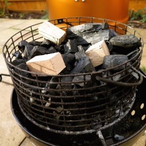 loaded charcoal basket